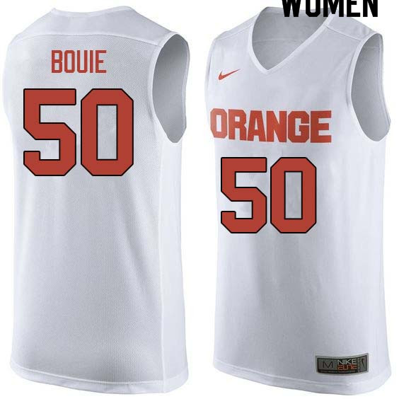 Women #50 Roosevelt Bouie Syracuse White College Basketball Jerseys Sale-White
